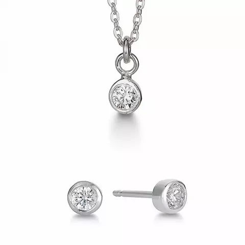 Elegant Aagaard zirkon smycke set i silver vita zirkoner