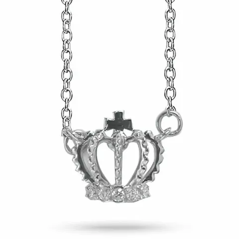 Aagaard krona hängen med halskedja i Rostfritt stål vit zirkon
