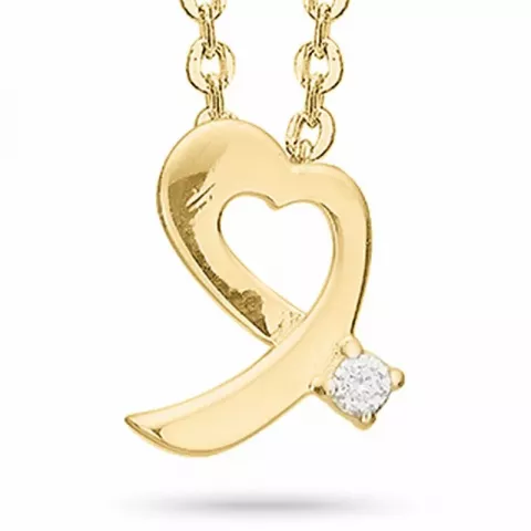 Aagaard hjärta diamant halskedja med berlocker i 8 karat guld med forgylld silverhalskedja vit diamant