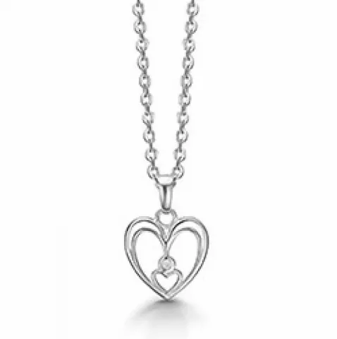 Elegant aagaard hjärta hängen med halskedja i 8 karat vitguld med rhodinerat silver vit diamant