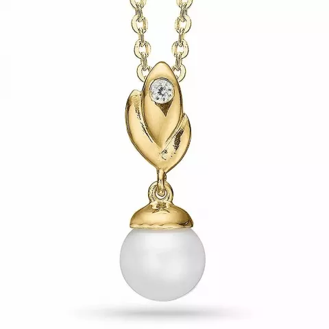 Elegant aagaard abstrakt halskedja med berlocker i förgyllt silver vit zirkon