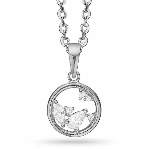 12 mm aagaard rund halskedja med berlocker i silver vita zirkoner