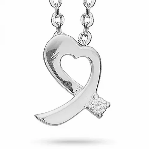 Aagaard hjärta diamant halskedja med berlocker i 8 karat vitguld med silver halsband vit diamant