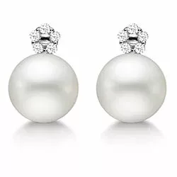Aagaard pärla örhängen i 14 karat vitguld vita diamanter