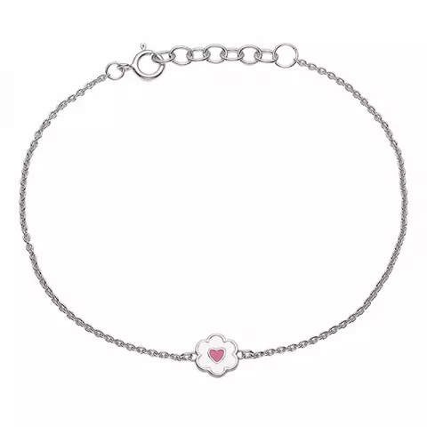 Aagaard blomma armband i silver vit emalj rosa emalj