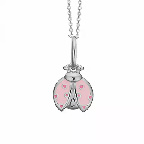 Aagaard nyckelpiga hängen med halskedja i silver rosa emalj rosa emalj