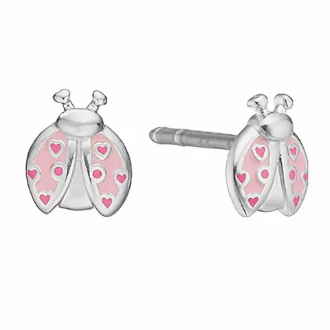 Aagaard nyckelpiga örhängen i silver rosa emalj rosa emalj