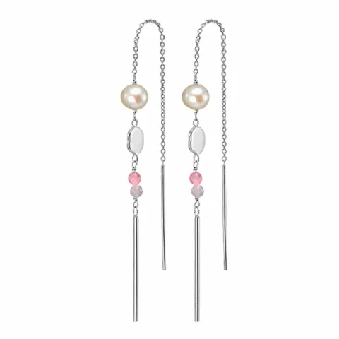 Aagaard kedja örhängen i silver rosa glas lila glas