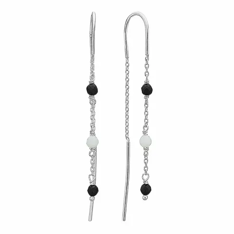 Aagaard ear lines i silver sort onyx grön amazonit