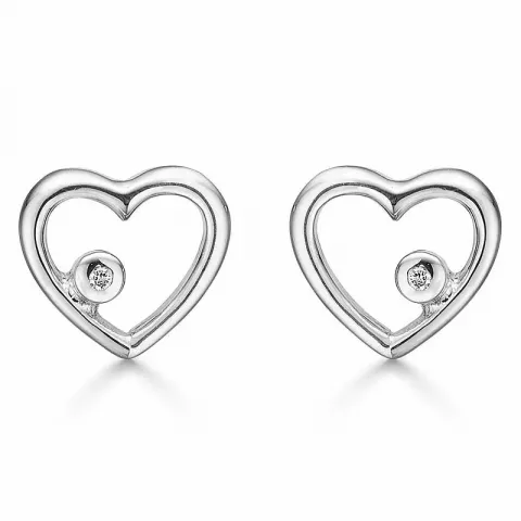 Støvring Design hjärta örhängen i rhodinerat silver vit diamant