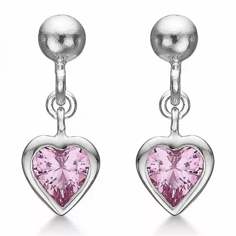Støvring Design hjärta örhängen i silver rosa zirkon