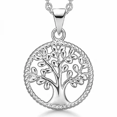 15 mm støvring design livets träd halskedja med berlocker i silver