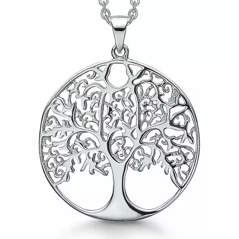 25 mm støvring design livets träd halskedja med berlocker i silver