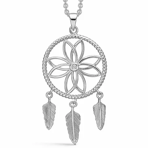 20 mm Støvring Design livets träd zirkon halskedja med berlocker i silver vit zirkon