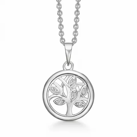 Støvring Design livets träd halskedja med berlocker i silver vit zirkon