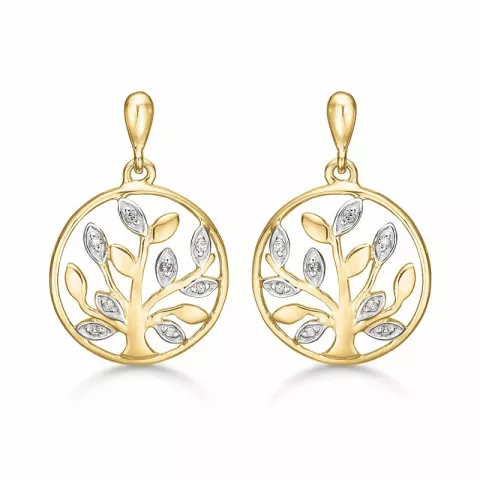 Støvring Design livets träd örhängen i 14 karat guld vit diamant