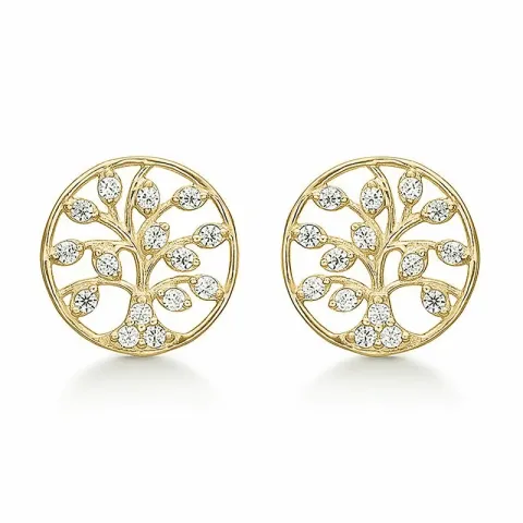 8 mm Støvring Design livets träd zirkon örhängen i 8 karat guld vit zirkon
