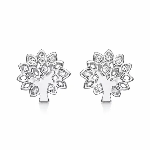 Støvring Design livets träd zirkon örhängen i silver vit zirkon