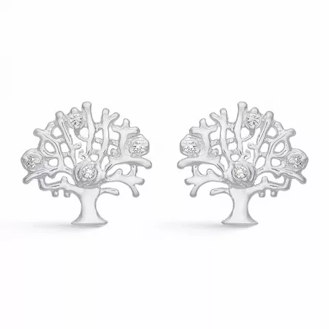 Støvring Design livets träd zirkon örhängen i rhodinerat silver vit zirkon