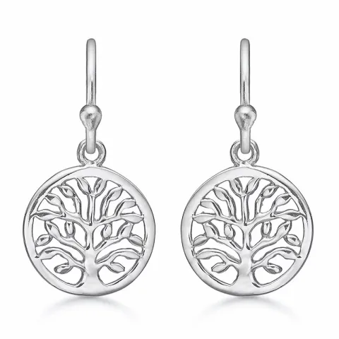 långa Støvring Design livets träd örhängen i rhodinerat silver