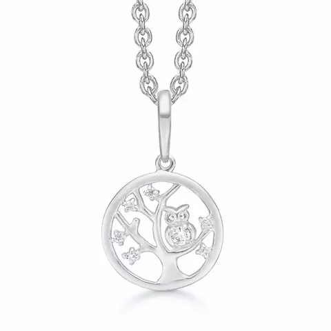 18 mm Støvring Design livets träd zirkon halskedja med berlocker i rhodinerat silver vit zirkon