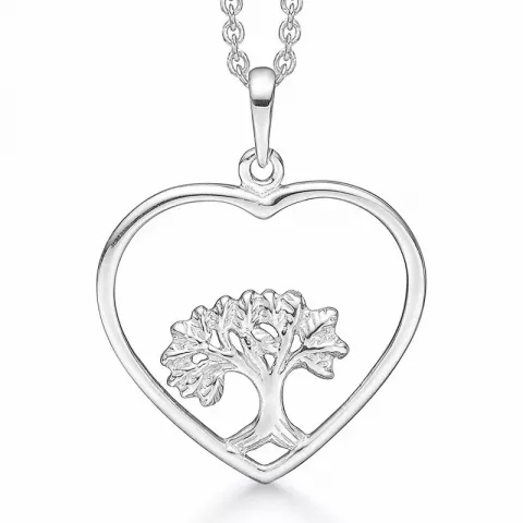 Støvring Design livets träd halskedja med berlocker i rhodinerat silver