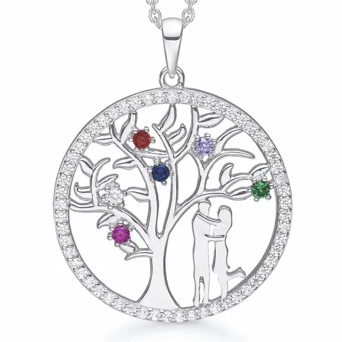 Støvring Design man och kvinna zirkon halskedja med berlocker i rhodinerat silver vit zirkon multifärgat zirkon