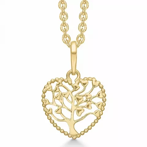 Støvring Design livets träd hängen med halskedja i 8 karat guld med forgylld silverhalskedja