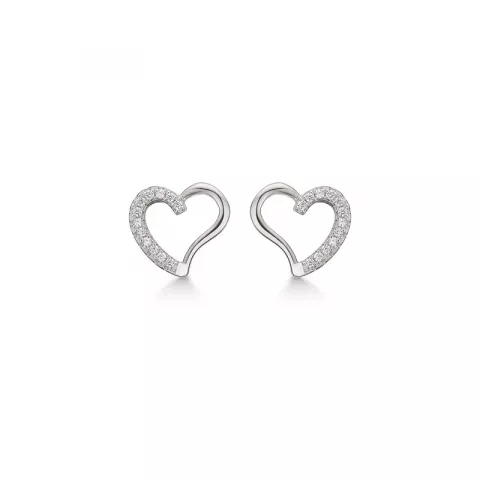 Støvring Design hjärta örhängen i rhodinerat silver vit zirkon