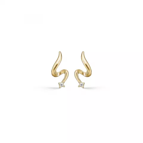 Støvring Design ormar örhängen i 8 karat guld vit zirkon