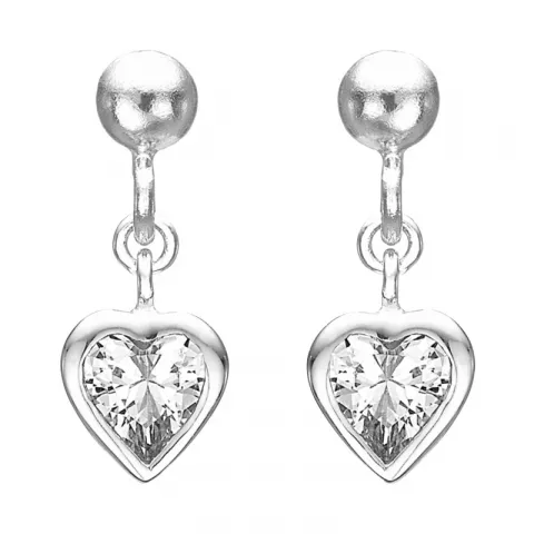 Støvring Design hjärta örhängen i silver vit zirkon