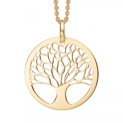 Støvring Design livets träd hängen med halskedja i förgyllt silver