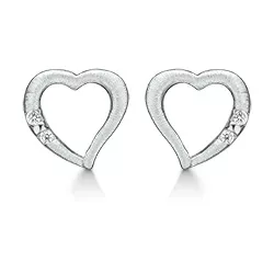 matta Støvring Design hjärta örhängen i rhodinerat silver vit zirkon