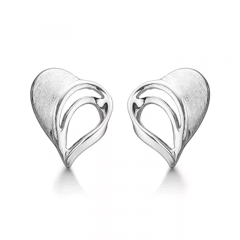 matt och blank Støvring Design hjärta örhängen i rhodinerat silver