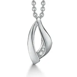 Støvring Design vit zirkon halskedja med berlocker i rhodinerat silver vita zirkoner