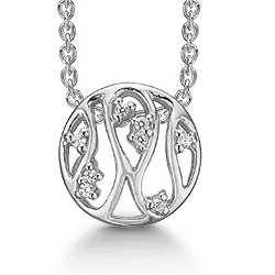 Støvring Design rund halskedja med berlocker i rhodinerat silver vit zirkon