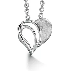 Støvring Design hjärta hängen med halskedja i rhodinerat silver