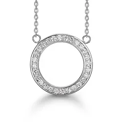 Støvring Design rund halskedja med berlocker i rhodinerat silver vit zirkon