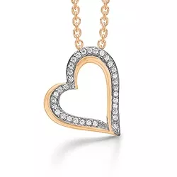 Støvring Design hjärta hängen i 8 karat guld med forgylld silverhalskedja vit zirkon