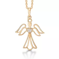 Støvring Design ängel hängen i 8 karat guld med forgylld silverhalskedja vit zirkon