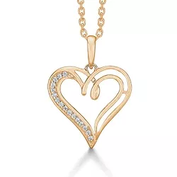 Støvring Design hjärta hängen i 8 karat guld med forgylld silverhalskedja vita zirkoner