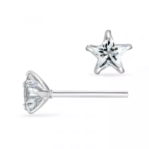 6 mm Støvring Design stjärna örhängen i silver vita zirkoner
