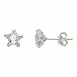 7 mm Støvring Design stjärna örhängen i silver vita zirkoner