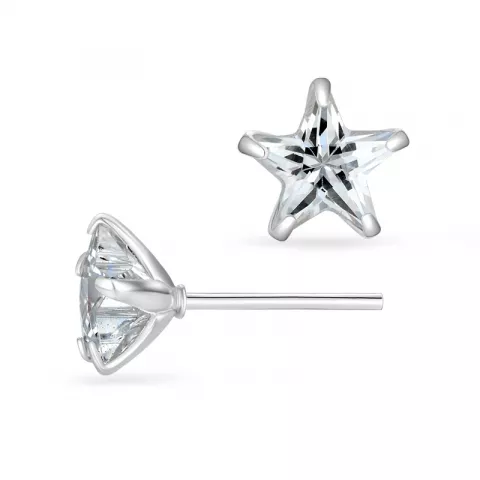 8 mm Støvring Design stjärna örhängen i silver vita zirkoner
