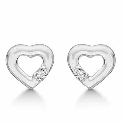 Støvring Design hjärta örhängen i rhodinerat silver vit zirkoner