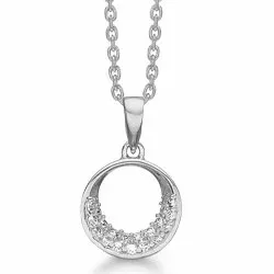 Støvring Design runda hängen med halskedja i rhodinerat silver vit zirkon