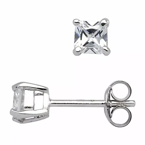 4 mm Støvring Design örhängen i silver vit zirkon