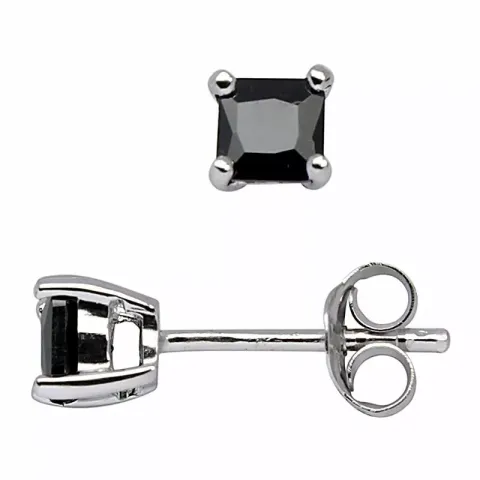 4 mm Støvring Design örhängen i silver svart zirkon