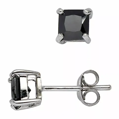 5 mm Støvring Design örhängen i silver svart zirkon