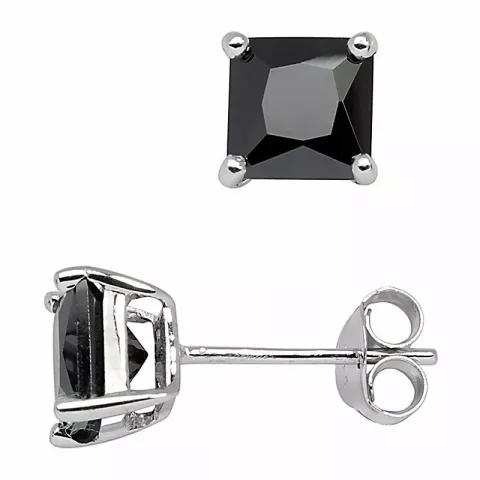 6 mm Støvring Design örhängen i silver svart zirkon